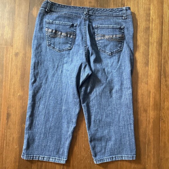 Style & Co. Petite Jeans Womens Size 14P Tummy Control Capri Zip Fly Bedazzled - Picture 11 of 13